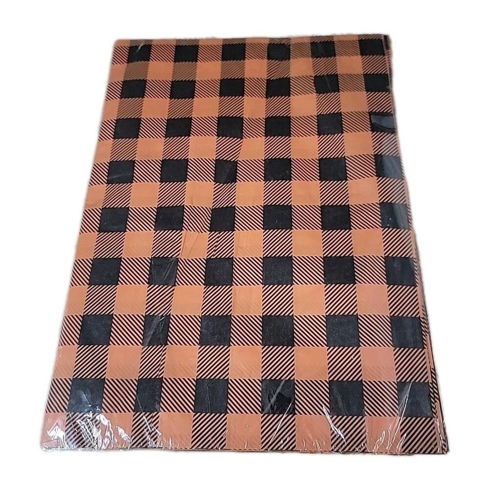 Whaline 120 Sheet Fall autumn tissue paper orange and black Buffalo Plaid Tissue